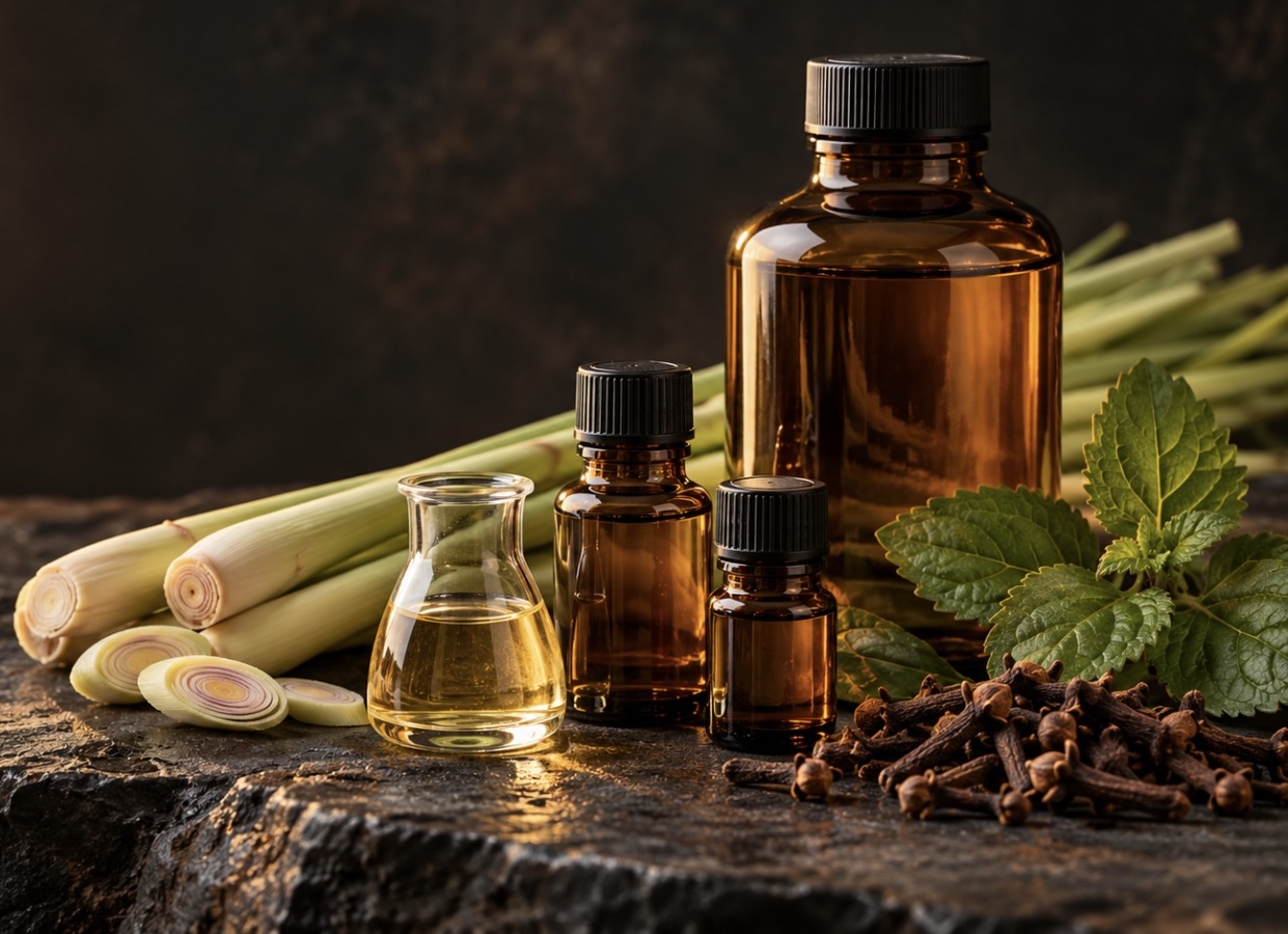 Illustrative essential oils commodity photography